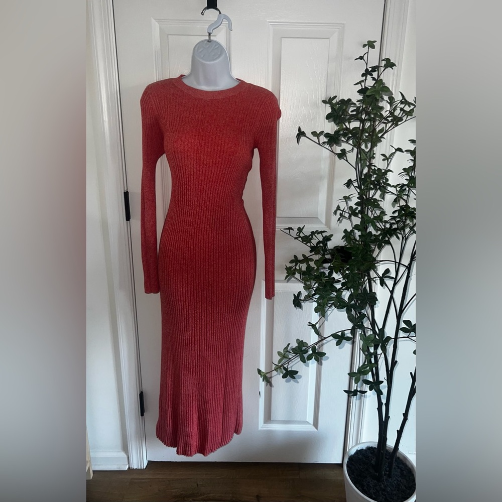 Mango Elegant Coral Knit Dress size M